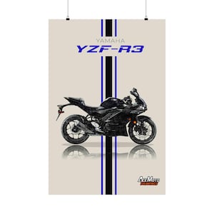 YAMAHA YZF-R3 2022 | Motorrad Poster, Fahrrad Wand Kunst Dekor - Geschenk für Liebhaber Vintage Biker Geschenk Zeichnung