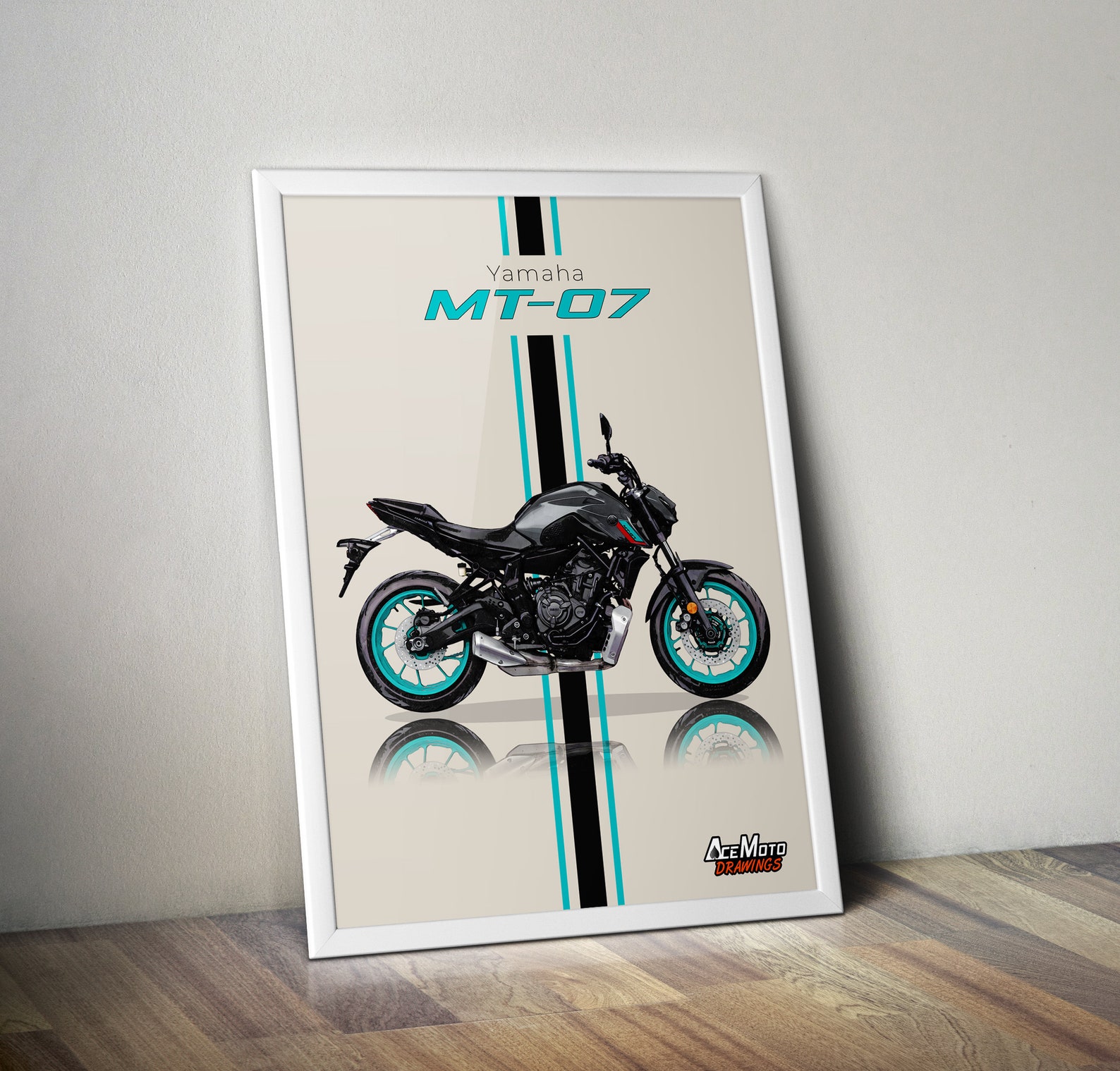 Yamaha MT07 2022 Cyan Storm | Motorcycle Poster, Bike Wall Art Decor ...