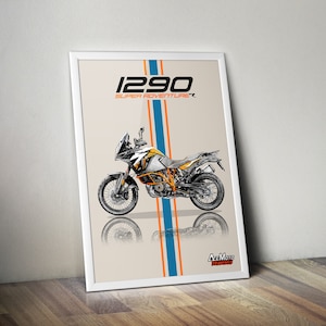 KTM 1290 Super Adventure R 2020 | Motorcycle Poster, Bike Wall Art Decor - Gift for Lovers KTM Rider Present Drawing