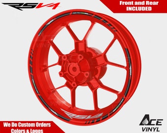 aprilia RSV4 factory motorcycle wheel decals 12 rim stickers set RSV 4 red 