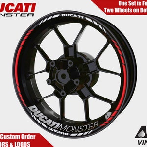Ducati モンスターホイールデカールリムステッカー 696 821 969 S4R 1200s 1260 851 961 リムテープセット 反射 自動車用ステッカー