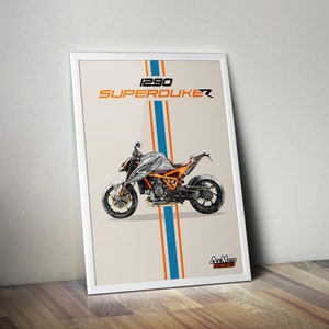 KTM 1290 Superduke RR 2023 | Motorcycle Poster, Bike Wall Art Decor - Gift for Lovers KTM Rider Present Drawing