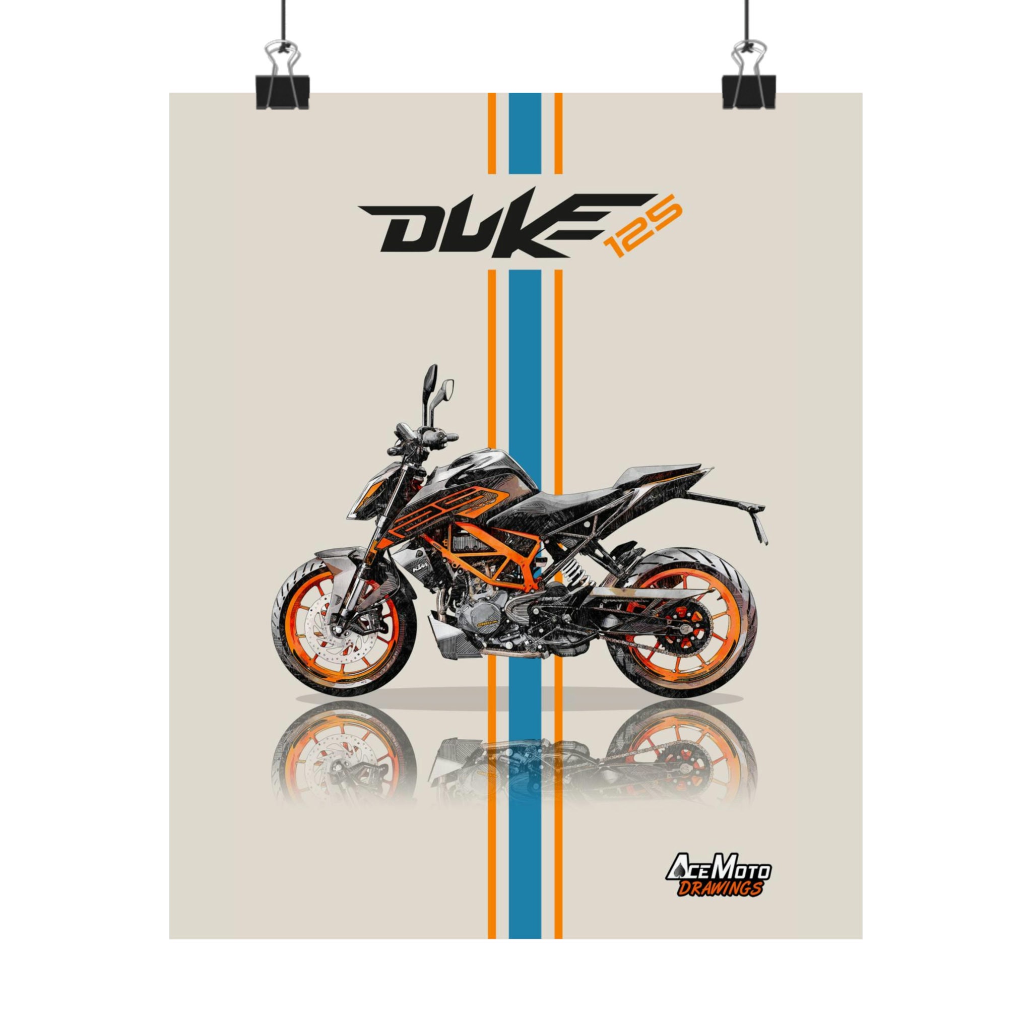 KTM Duke 125 2021 | Motorcycle Poster, Bike Wall Art Decor - Gift for ...