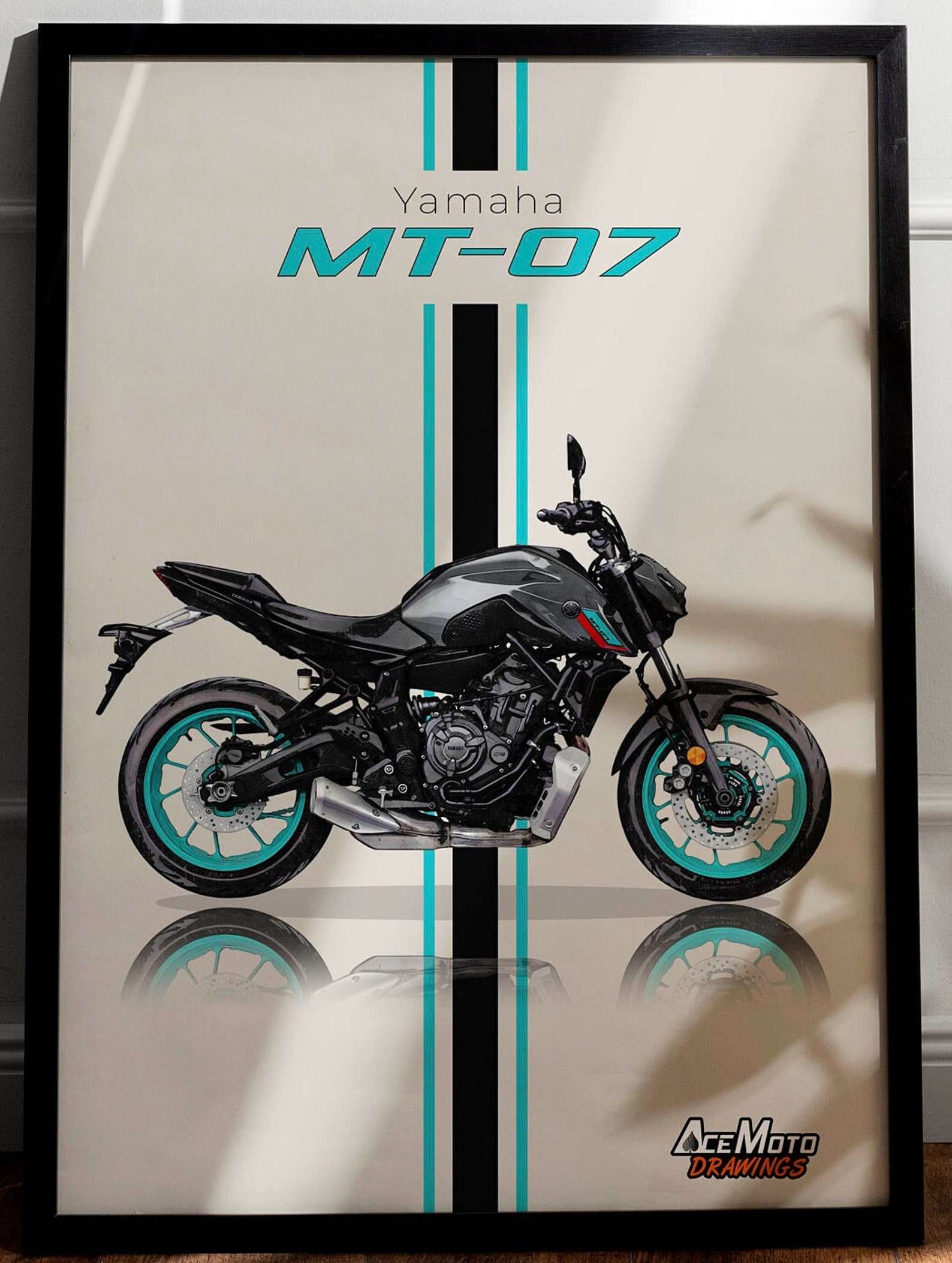 Yamaha MT07 2022 Cyan Storm | Motorcycle Poster, Bike Wall Art Decor ...