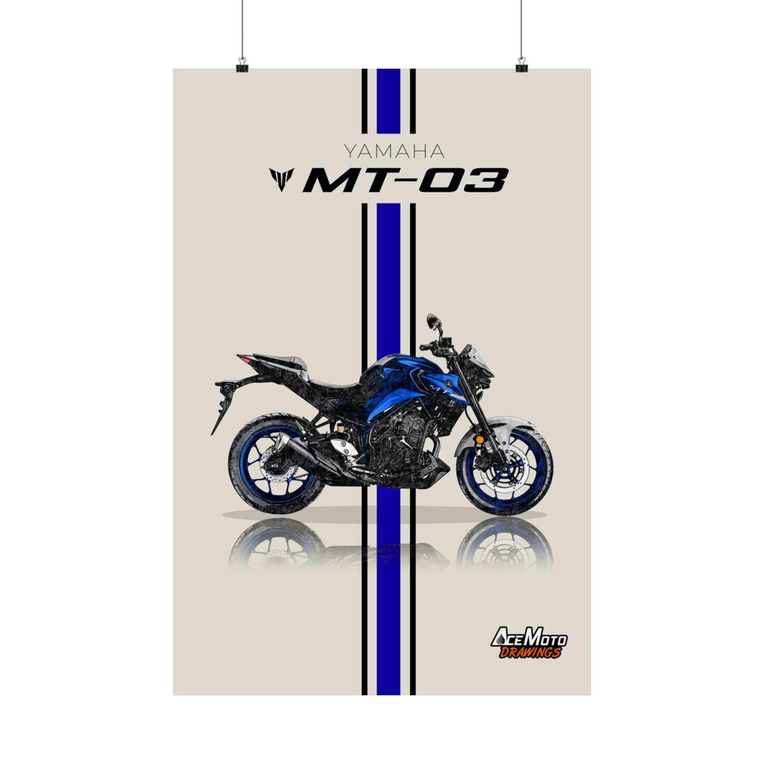Yamaha MT03 2020 Poster de moto, décoration d'art murale de vélo Cadeau