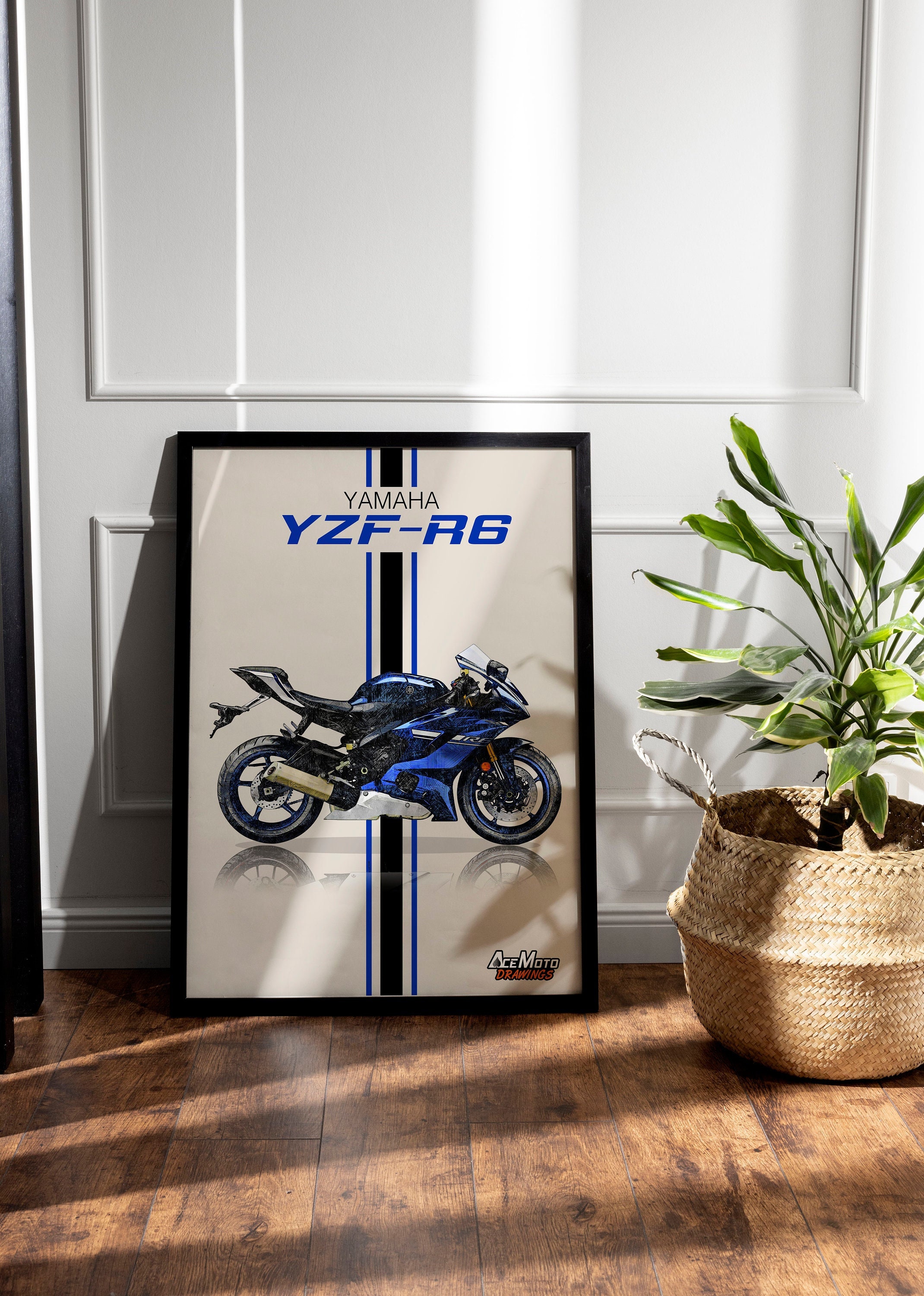 Yamaha YZF-R6 2017 | Motorcycle Poster, Bike Wall Art Decor - Gift