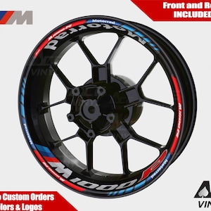 BMW M1000R - Juego de calcomanías S1KRR Juego de pegatinas para llantas M 1000R autoaufkleber Motorrad - Franjas laminadas para llantas de color blanco, rojo y azul