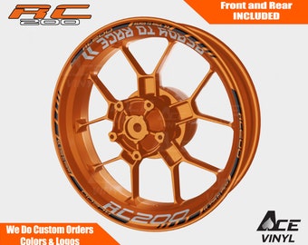 KTM RC200 Wheel Decals Rim Stickers Tape Set Reflective Autoaufkleber Pegatinas Adesivi Reflective RC 125 200 250 390 Orange Wheel
