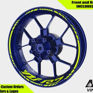 ヤマハ YZF-R7 ホイールデカール リムステッカー YZF R7 リムテープセット R1 R7 R3 YZF600R 反射オートバイブレーキ ネオンイエロー蛍光 Hi Fis