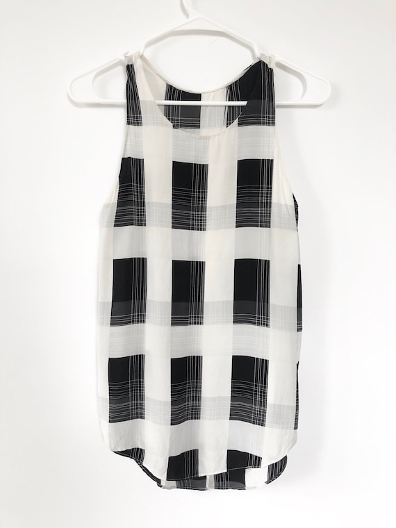 Vintage Graphic Black and White Silk Tank with Spl