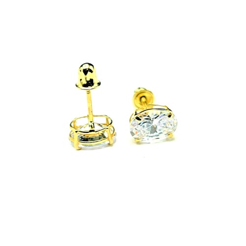 1 shops Ct Oval Cut Stud Earrings Real 14K Solid Yellow Gold Created Diamonds | Solitaire Stud Earrings Screw Back