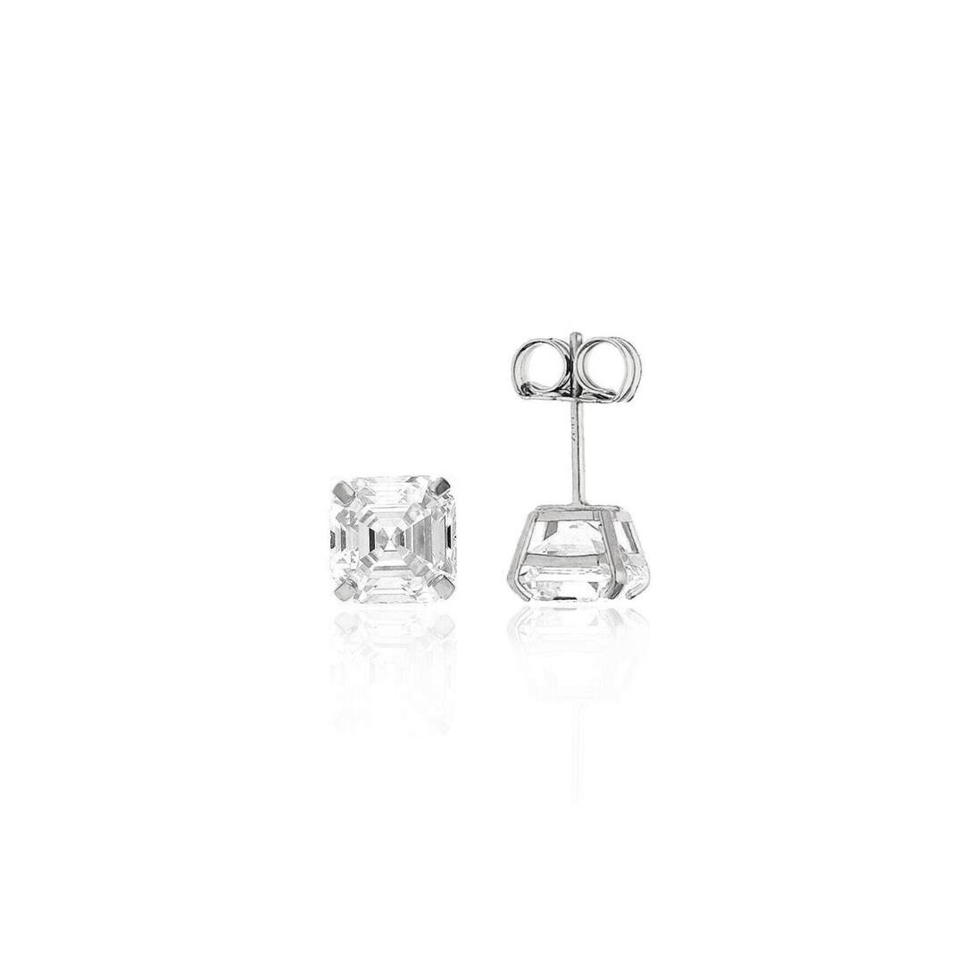3 Ct Solitaire Stud Earrings 10K White Gold Screw Round Cut Simulated Diamond