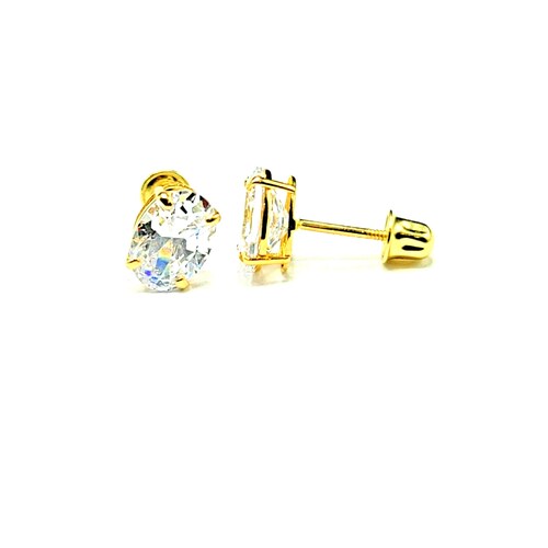 1 shops Ct Oval Cut Stud Earrings Real 14K Solid Yellow Gold Created Diamonds | Solitaire Stud Earrings Screw Back