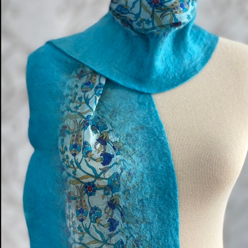 Order Felt and wool scarf, boho-chic, eco-fashion, luxury item, Nuno-felted scarf, Fashion accessory, Wool stole, unique garment, felt scarves