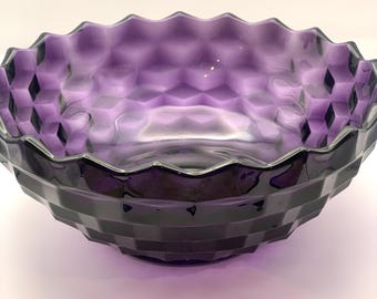 Bol para ensalada American Fostoria Amethyst de cristal tallado vintage