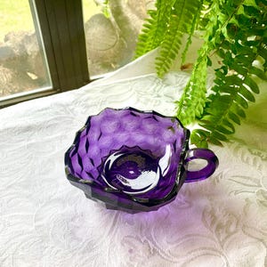 American Fostoria square nappy, Vintage Amethyst candy dish