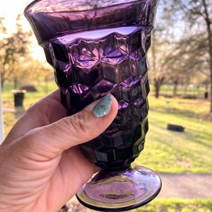 Vintage Ice tea Glasses, Lot of 4, American Fostoria, Purple/Amethyst Cubist, serving dishes!
