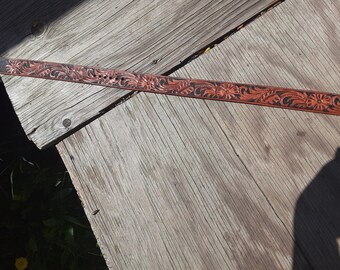Hand Tooled Leather Belt Western Floral Pattern A