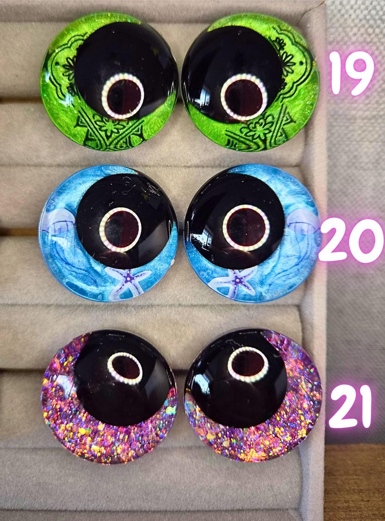 Ojos de seguridad de pupila negra de 30 mm pintados a mano, ojos kawaii, ojos amigurumi imagen 7