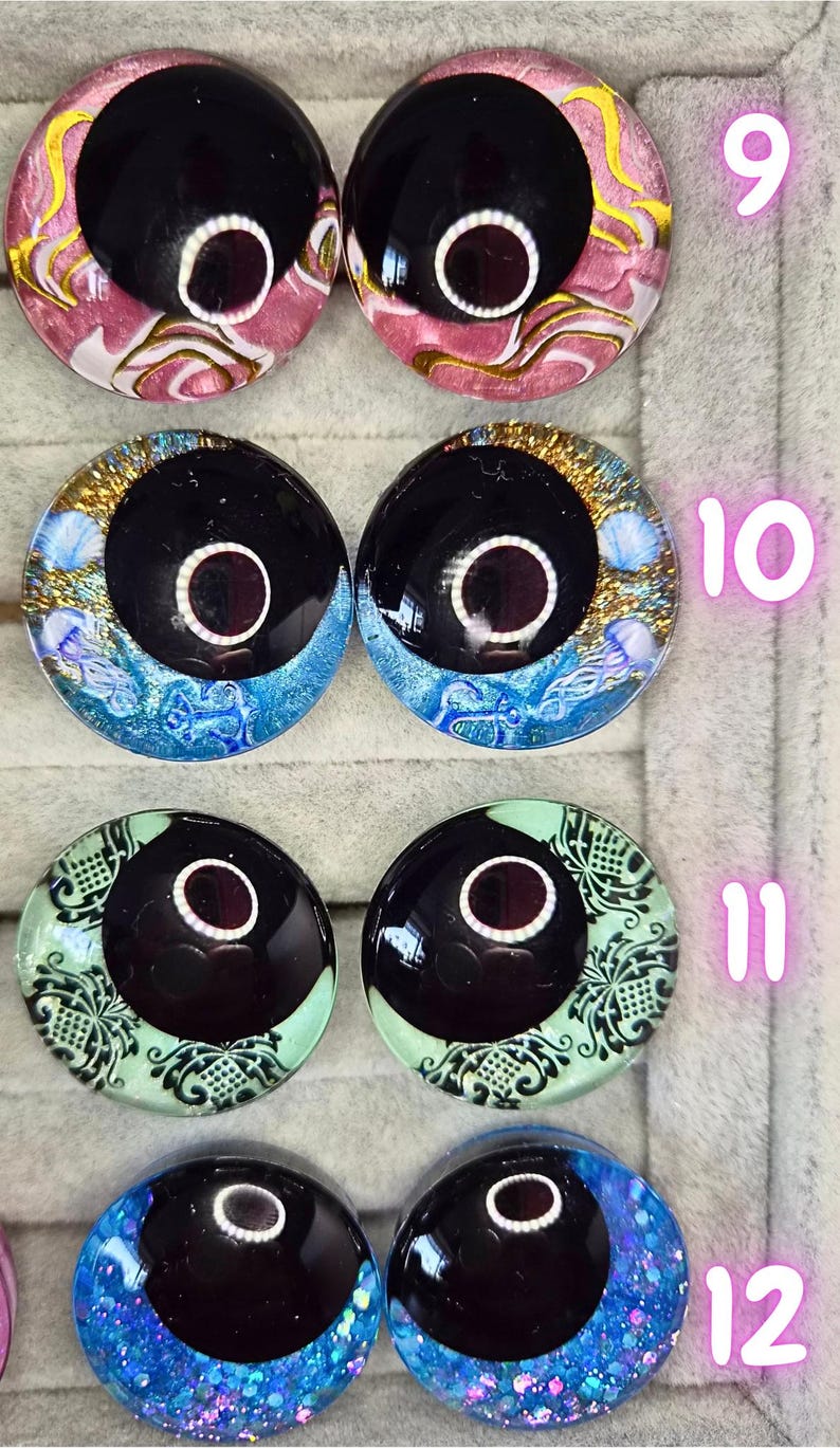 Ojos de seguridad de pupila negra de 30 mm pintados a mano, ojos kawaii, ojos amigurumi imagen 4