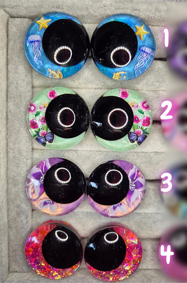 Ojos de seguridad de pupila negra de 30 mm pintados a mano, ojos kawaii, ojos amigurumi imagen 2