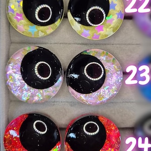 Ojos de seguridad de pupila negra de 30 mm pintados a mano, ojos kawaii, ojos amigurumi imagen 8