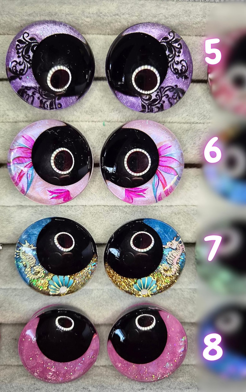 Ojos de seguridad de pupila negra de 30 mm pintados a mano, ojos kawaii, ojos amigurumi imagen 3