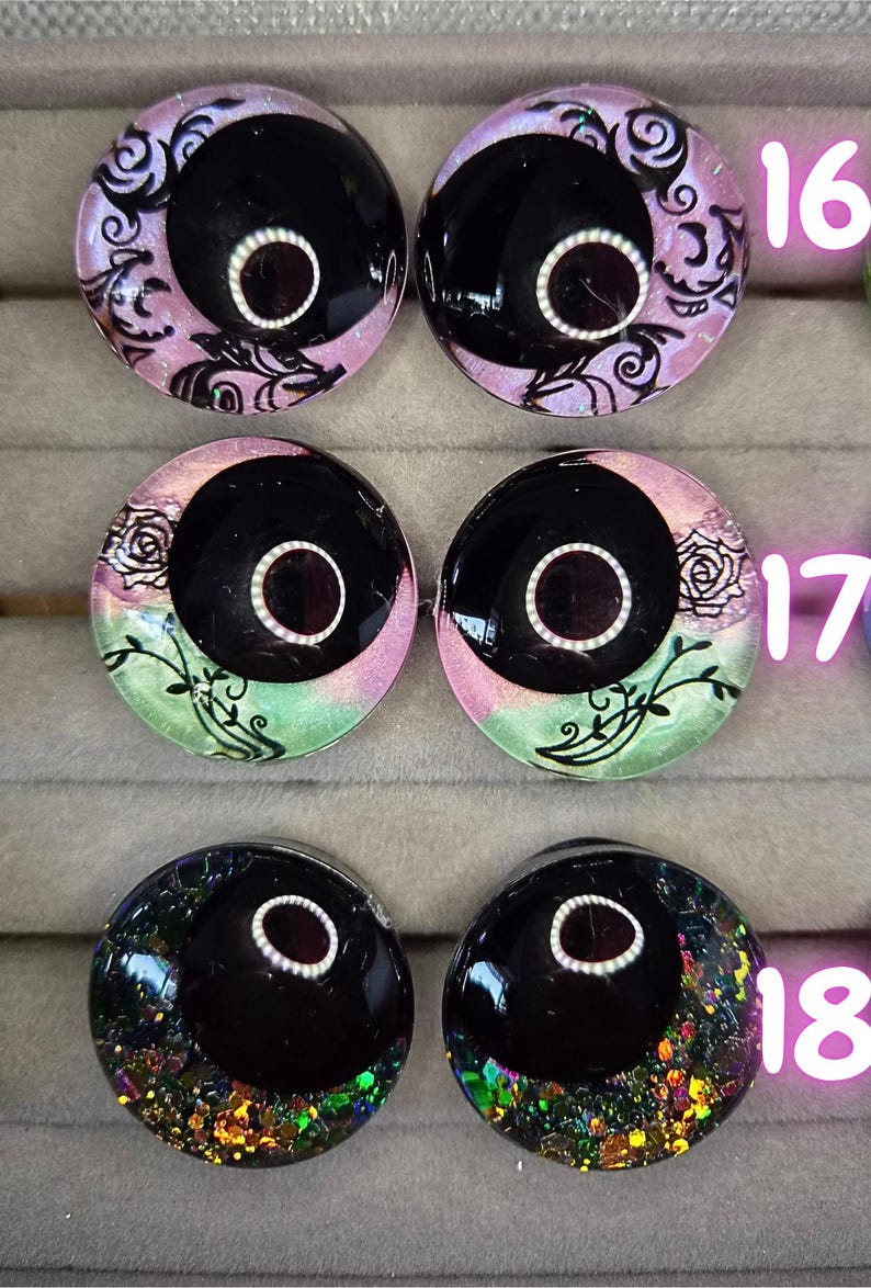 Ojos de seguridad de pupila negra de 30 mm pintados a mano, ojos kawaii, ojos amigurumi imagen 6