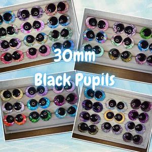 Handpainted 30mm black pupil safety eyes, kawaii eyes, amigurumi eyes