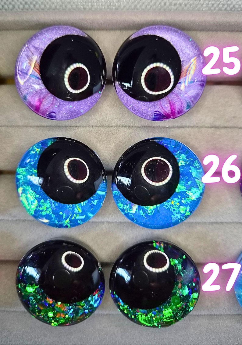 Ojos de seguridad de pupila negra de 30 mm pintados a mano, ojos kawaii, ojos amigurumi imagen 9