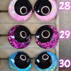 Ojos de seguridad de pupila negra de 30 mm pintados a mano, ojos kawaii, ojos amigurumi imagen 10