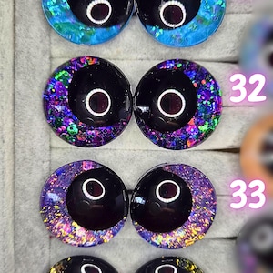 Ojos de seguridad de pupila negra de 30 mm pintados a mano, ojos kawaii, ojos amigurumi imagen 11