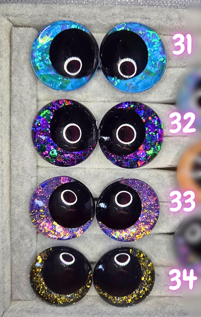 Ojos de seguridad de pupila negra de 30 mm pintados a mano, ojos kawaii, ojos amigurumi imagen 11