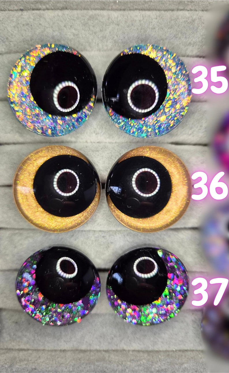 Ojos de seguridad de pupila negra de 30 mm pintados a mano, ojos kawaii, ojos amigurumi imagen 12