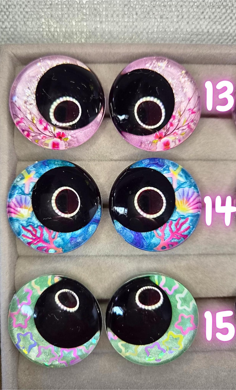 Ojos de seguridad de pupila negra de 30 mm pintados a mano, ojos kawaii, ojos amigurumi imagen 5