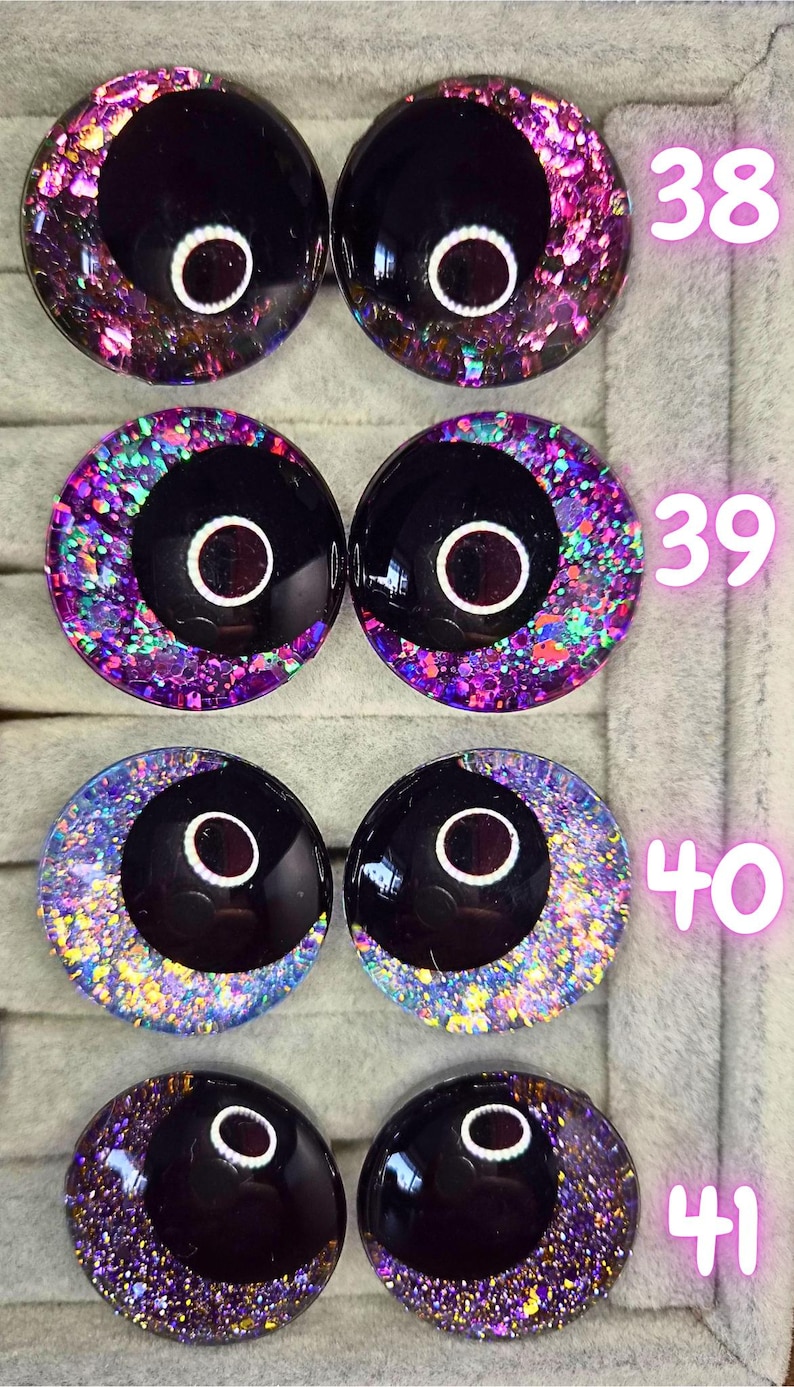 Ojos de seguridad de pupila negra de 30 mm pintados a mano, ojos kawaii, ojos amigurumi imagen 13