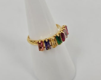 Rainbow rhinestones ring for women, Multicolor rings for women, Colorful rings, Mother of the bride jewelry, Valentines day gift for wife