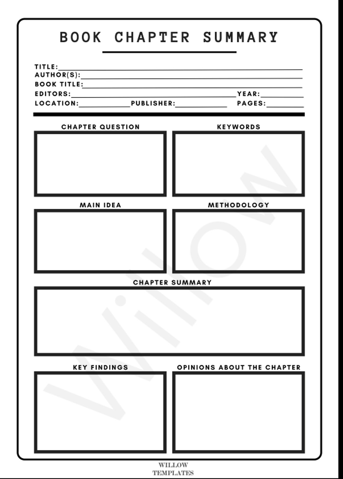A4 Book Chapter Summary Template Digital & Printable Etsy A4 Book Chapter Summary Template Digital & Printable Etsy