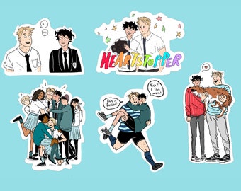 Heartstopper Stickers (5 piece) - Handmade - For Phone cases, iPads or Computers