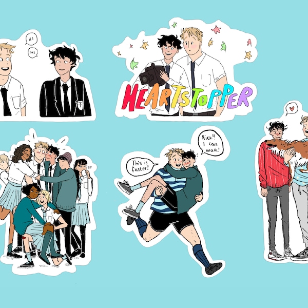 Heartstopper Stickers (5 piece) - Handmade - For Phone cases, iPads or Computers