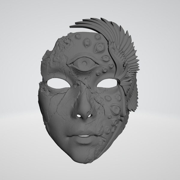 Fractured Angel Mask 3D Model - Winged Fallen