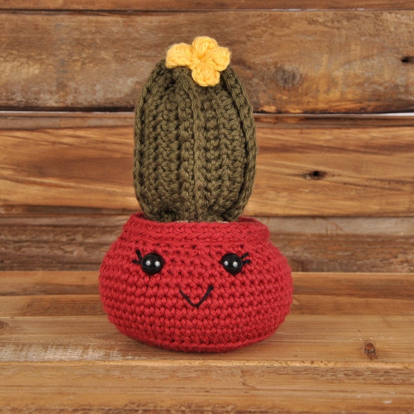 Tall Cactus, Maroon Pot, Crochet Plant, Crochet Cactus, Hand Made, Amigurumi, Gift for Friend, Birthday Gift, Gift for Her, Easter Basket