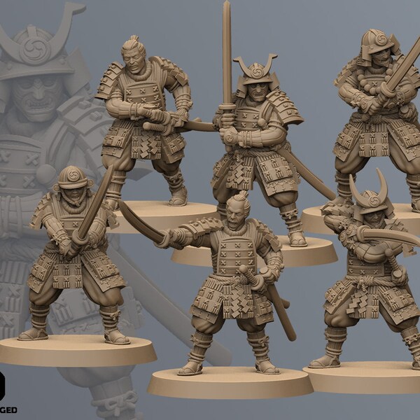 Samurai Swordsmen | Kyoushuneko | Table Top Gaming | RPG | D&D |   3D Printed Miniature