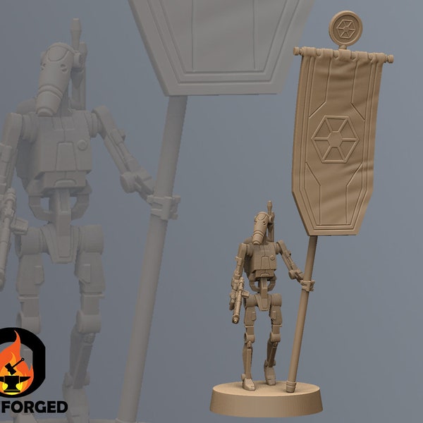 Clanker Standard Bearer | Anvilrage Studios | Legion Scale | 3D Printed Figure