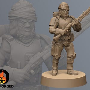 Kybernetischer Kopfgeldjäger SW Legion RPG 3D Gedruckt Sci-FI Miniatur Mini