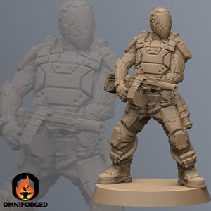 Alpha-M Trooper Cyberpunk Unit9 3D Printed RPG Sci-FI Miniature Mini Figure 32mm