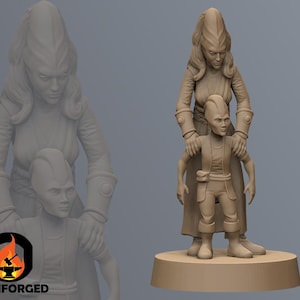 Long Head Mother and Child SW Legion RPG 3D Printed Sci-FI Miniature Mini