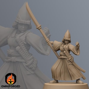 Kensai Ronin Naginata Master | Kyoushuneko | Table Top Gaming Mini | RPG | D&D | 3D Printed Miniature 28mm