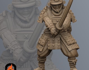 Samurai Swordman | Kyoushuneko | Table Top Gaming Mini | RPG | D&D | 3D Printed Miniature 28mm