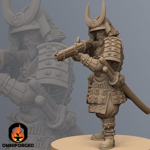 Samurai Musketman | Kyoushuneko | Table Top Gaming Mini | RPG | D&D | 3D Printed Miniature 28mm